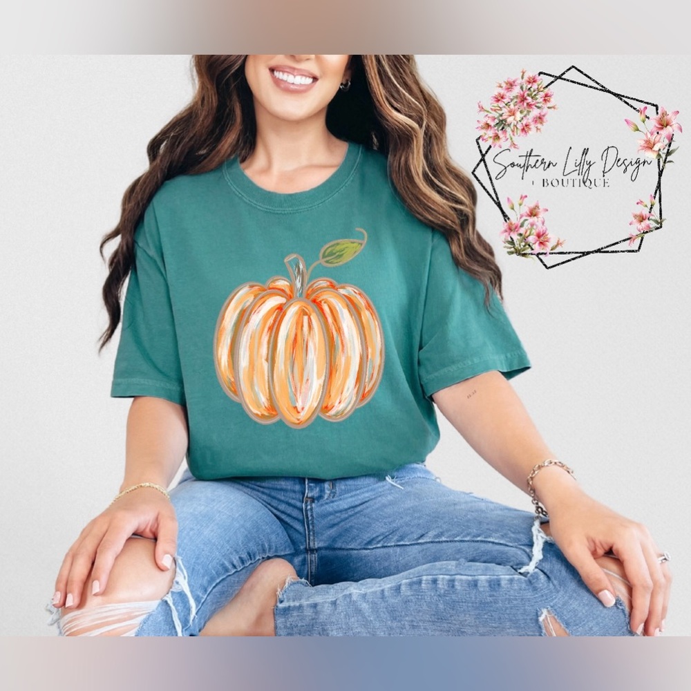 Watercolor Pumpkin Comfort Colors T-Shirt